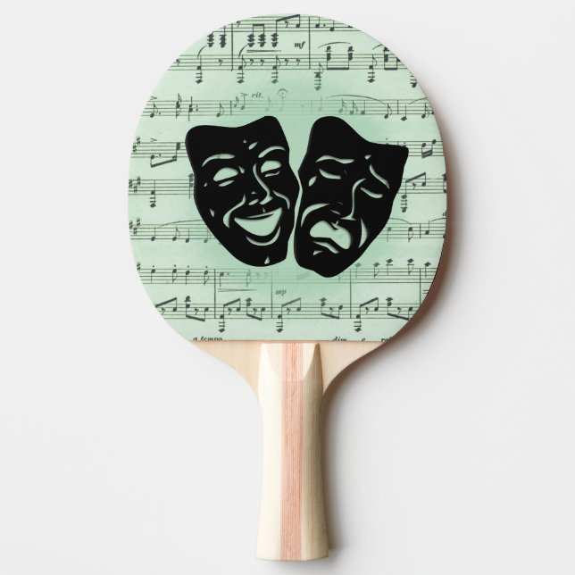 Green Music and Theater Greek Masks Ping Pong Paddle (Front)