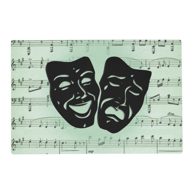Green Music and Theater Greek Masks Placemat (Front)