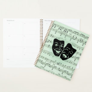 Green Music and Theater Greek Masks Planner
