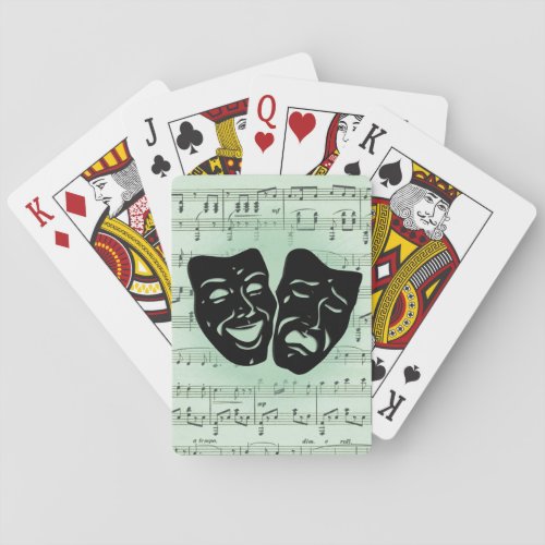 Green Music and Theater Greek Masks Playing Cards