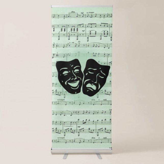 Green Music and Theater Greek Masks Retractable Banner (Front)