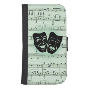 Green Music and Theater Greek Masks Galaxy S4 Wallet Case
