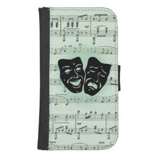 Green Music and Theater Greek Masks Galaxy S4 Wallet Case