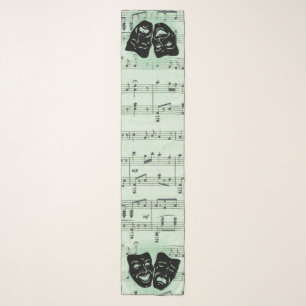 Green Music and Theater Greek Masks Scarf