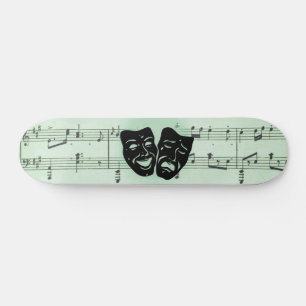Green Music and Theater Greek Masks Skateboard