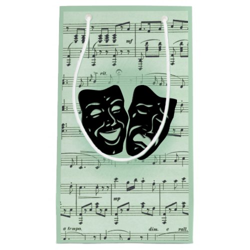 Green Music and Theater Greek Masks Small Gift Bag