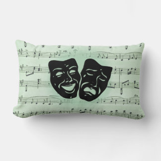 Green Music and Theater Greek Masks Solid Green Lumbar Pillow