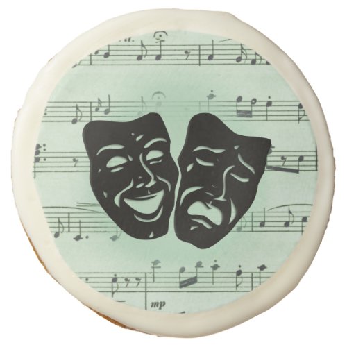 Green Music and Theater Greek Masks Sugar Cookie