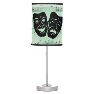 Green Music and Theater Greek Masks Table Lamp