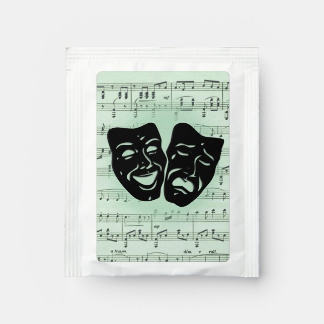 Green Music and Theater Greek Masks Tea Bag Drink Mix (Front)