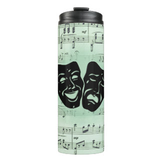Green Music and Theater Greek Masks Thermal Tumbler