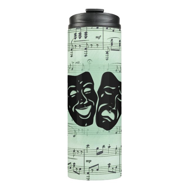 Green Music and Theater Greek Masks Thermal Tumbler (Front)