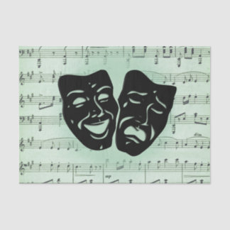 Green Music and Theater Greek Masks Tissue Paper