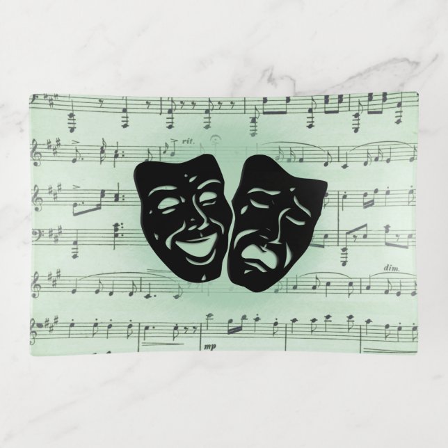 Green Music and Theater Greek Masks Trinket Tray (Front)