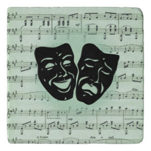 Green Music and Theater Greek Masks Trivet