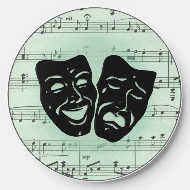 Green Music and Theater Greek Masks Wireless Charger (Front)