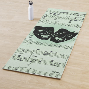 Green Music and Theater Greek Masks Yoga Mat