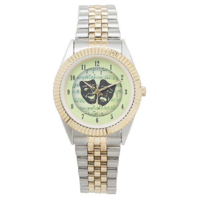 Green Music and Theater Masks Watch (Front)