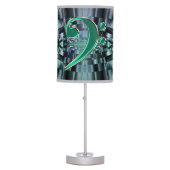 Green Music Bass Clef Fractal Table Lamp (Front)