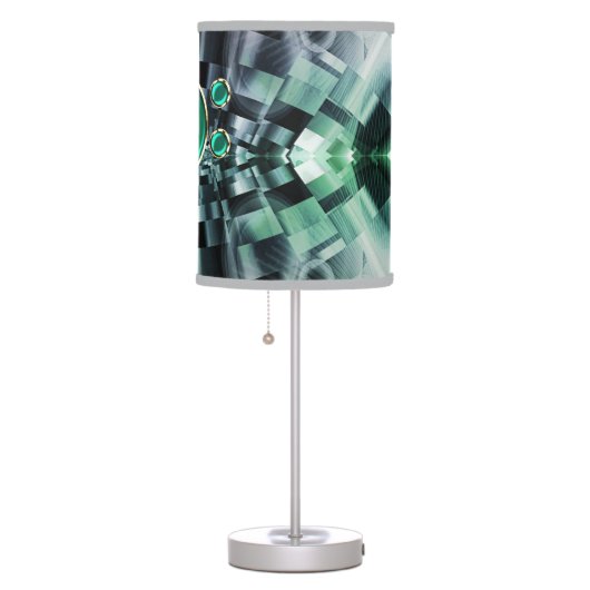 Green Music Bass Clef Fractal Table Lamp (Right)