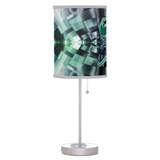 Green Music Bass Clef Fractal Table Lamp (Left)
