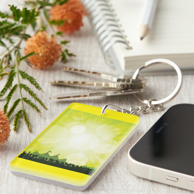 Green Music Festival Silhouette Concert Crowd Keychain (Creator Uploaded)