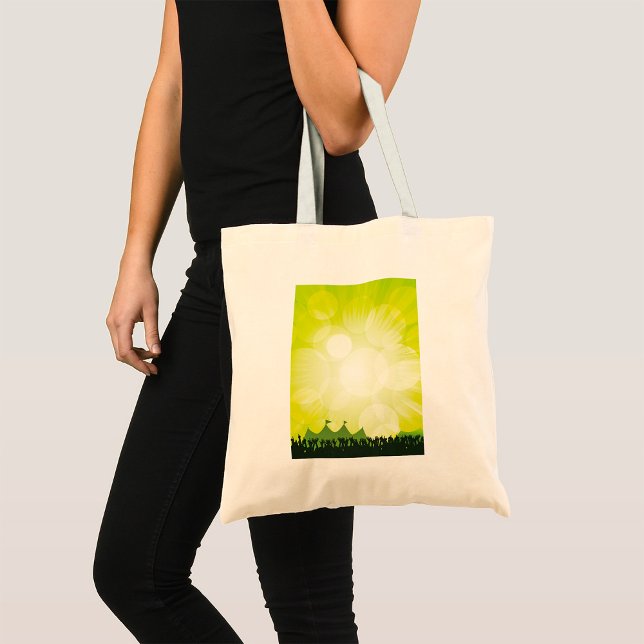 Green Music Festival Silhouette Concert Crowd Tote Bag (Creator Uploaded)