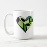 Green Music Note Patterned Heart Mug