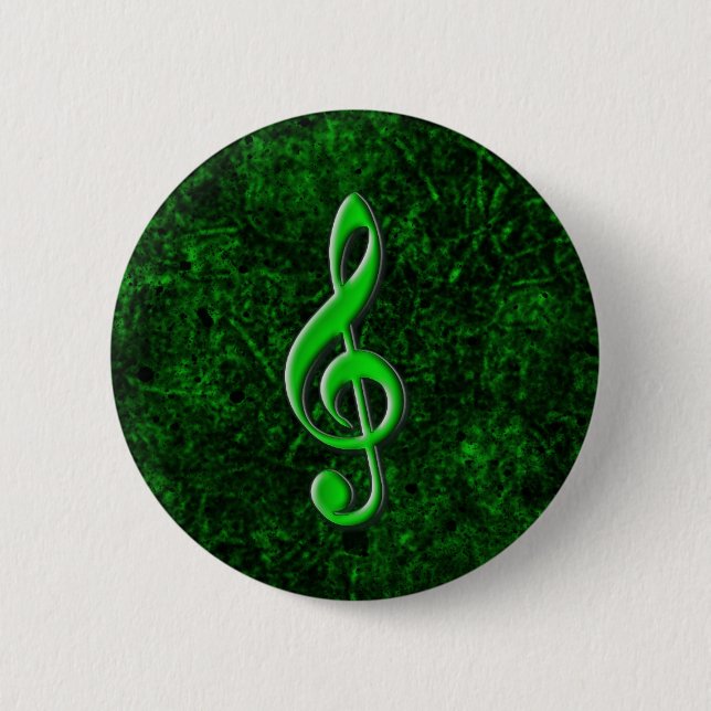 Green Music Note Symbol Button (Front)