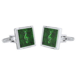 Green Music Note Symbol - Cufflinks