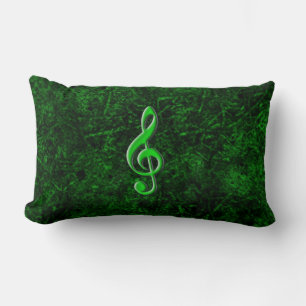 Green Music Note Symbol Lumbar Pillow