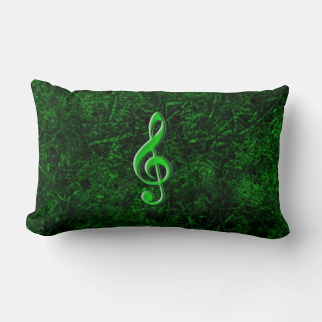 Green Music Note Symbol Lumbar Pillow (Front)