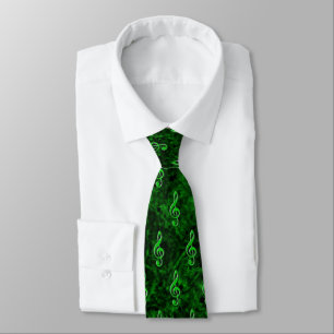 Green Music Note Symbol Neck Tie