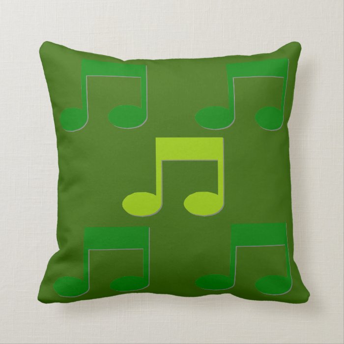 Green Music Notes Theme Pillow Cushion