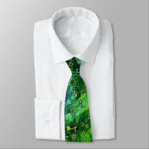 Green Musical Abstract Print Necktie