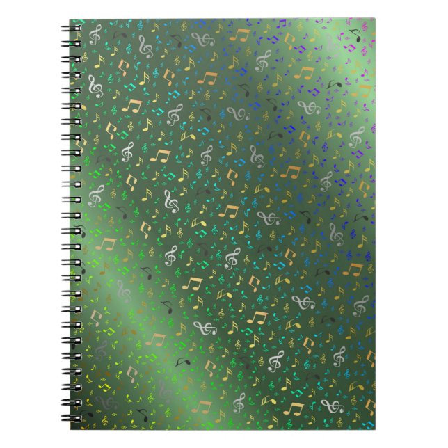 green,Musical+ Note, luxury, gold, royal, elegant, Notebook (Front)
