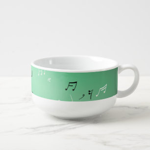Green Musical Notes Ombre Soup Mug
