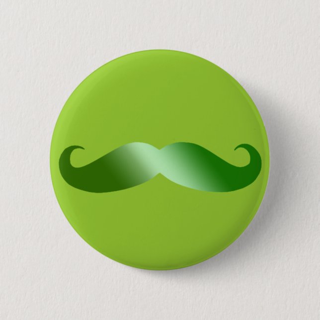 Green Mustache Pinback Button (Front)