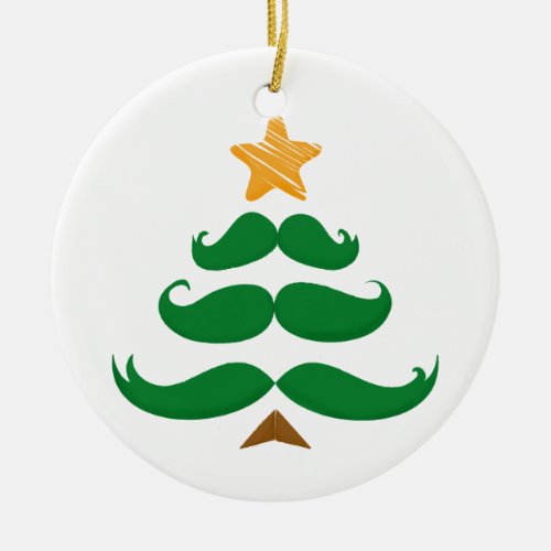 Green Mustache Tree Ceramic Ornament