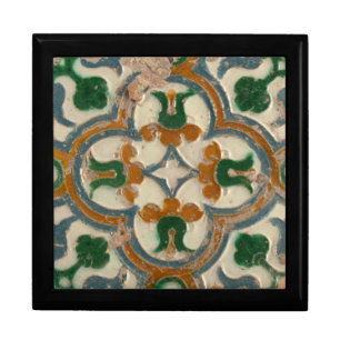 Green mustard Spanish floral Geometric Azulejos Gift Box