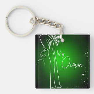 Green My Crown Square (double-sided) Keychain