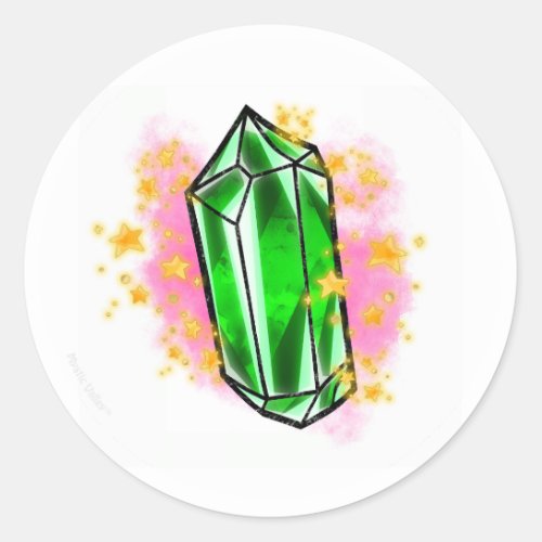 Green mystical radiant gemstone sticker