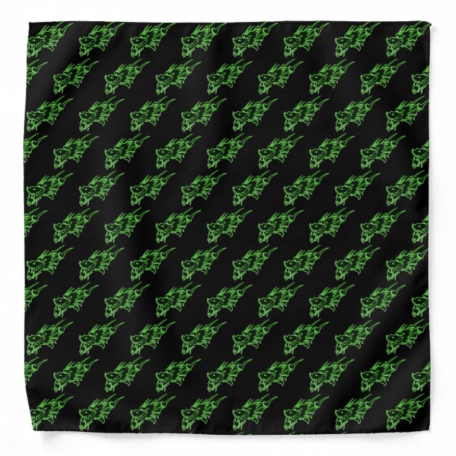 Green Mythical Dragon Head Bandana (Front)