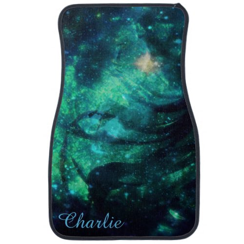 Green N Aqua Ribbon Nebula Car Mats