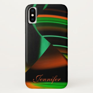 Green N Orange Stripes N Shapes iPhone X Case