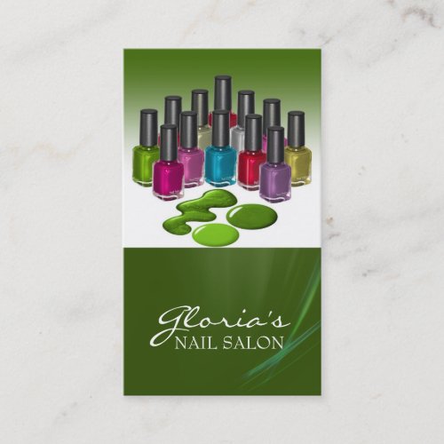 Green Nail Technician Business Cards