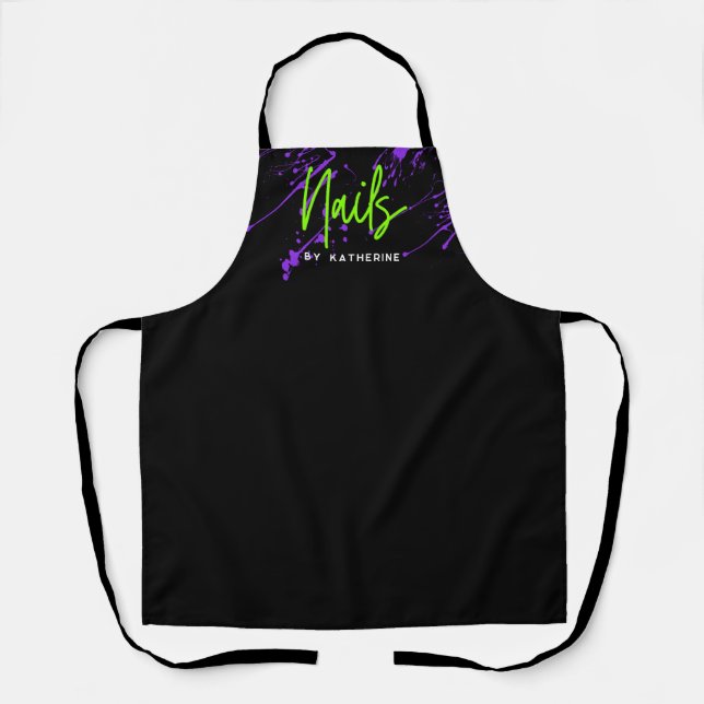 Green Nails & Nail Salon Puple  Apron (Front)