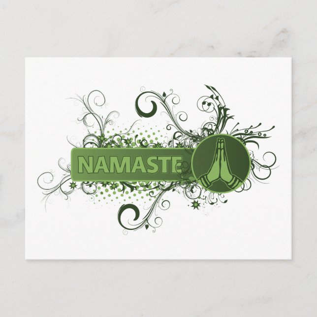 Green Namaste English Postcard (Front)
