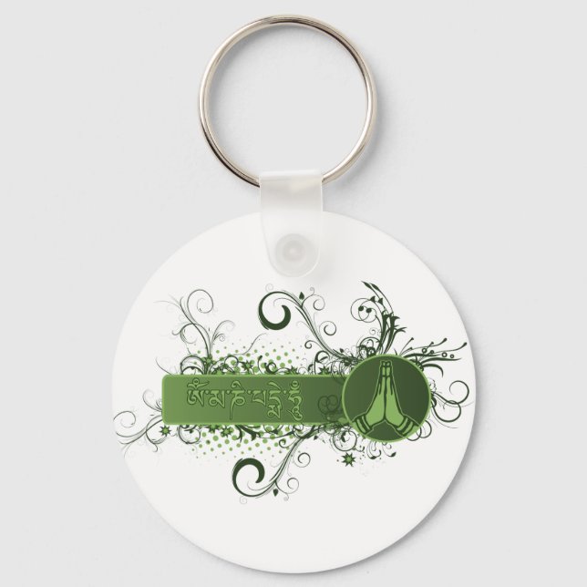Green Namaste Tibetan Keychain (Front)