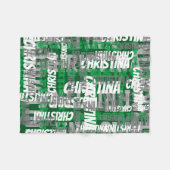 Green Name Collage Personalized Boys Kids Fleece Blanket (Front (Horizontal))